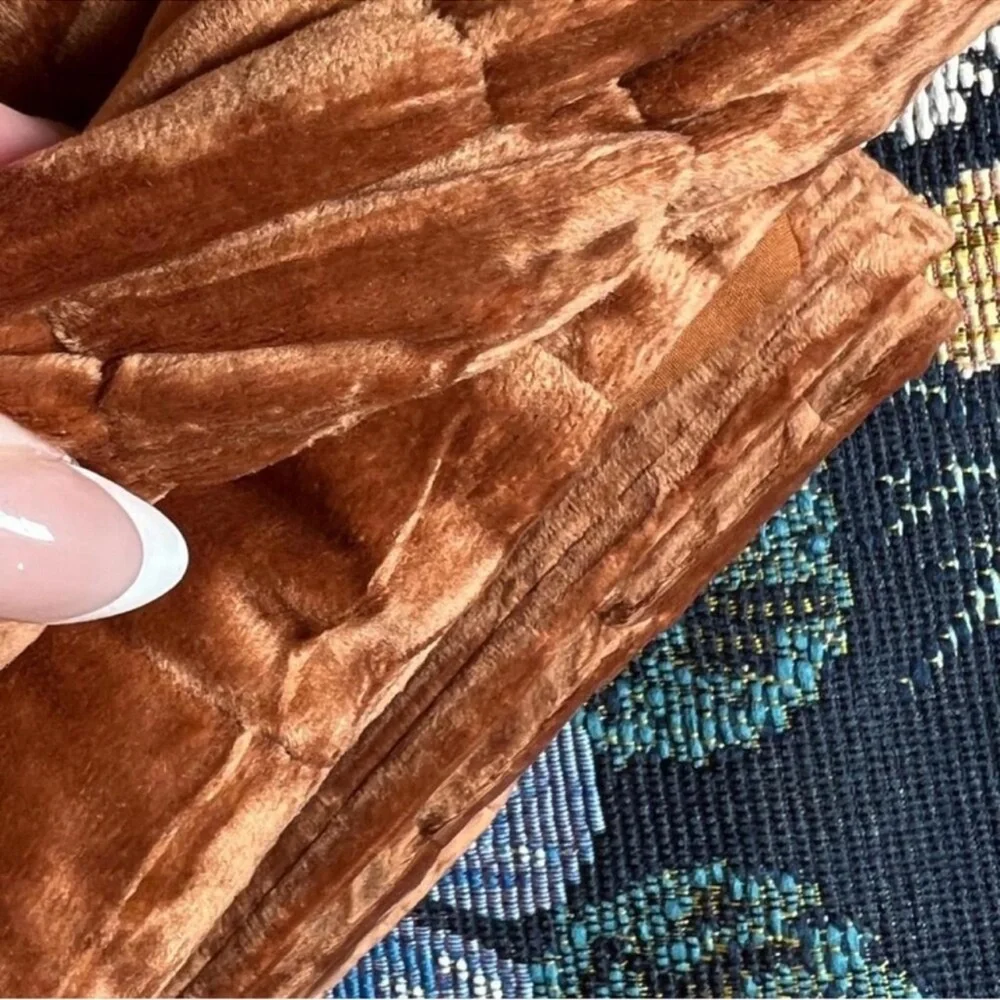 🆕 Amber Rust Velvet Queen Quilt Shams Set Luxury Hotel Style Down Alternative